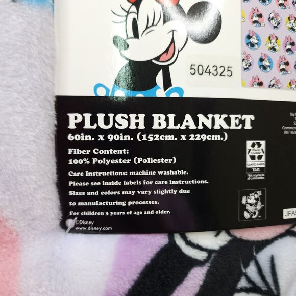 Disney Minnie Mouse Plush Blanket Twin 60" X 90" Soft Polyester Lavender Backgro - Picture 14 of 15